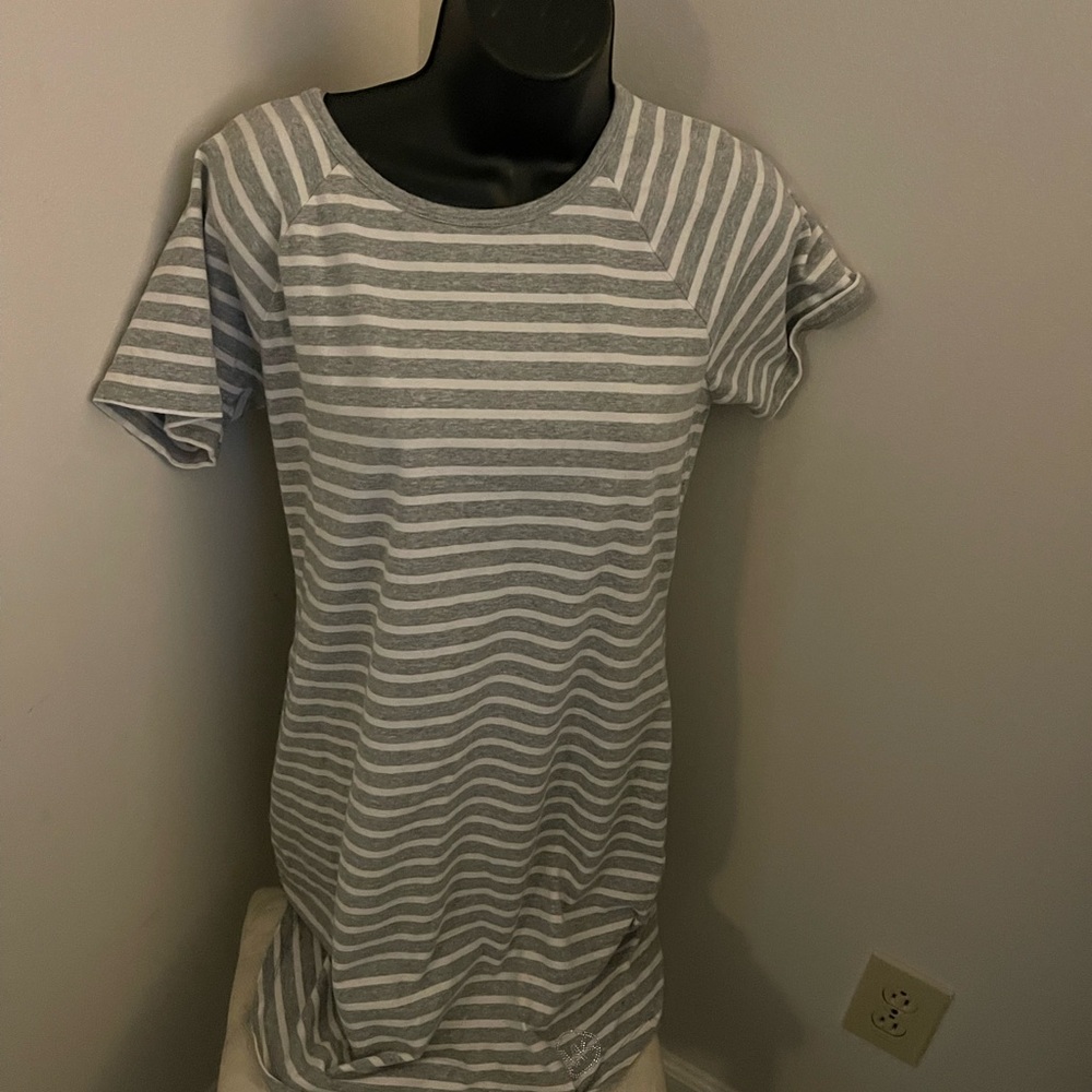 Michael Kors Gray and White Striped Dress